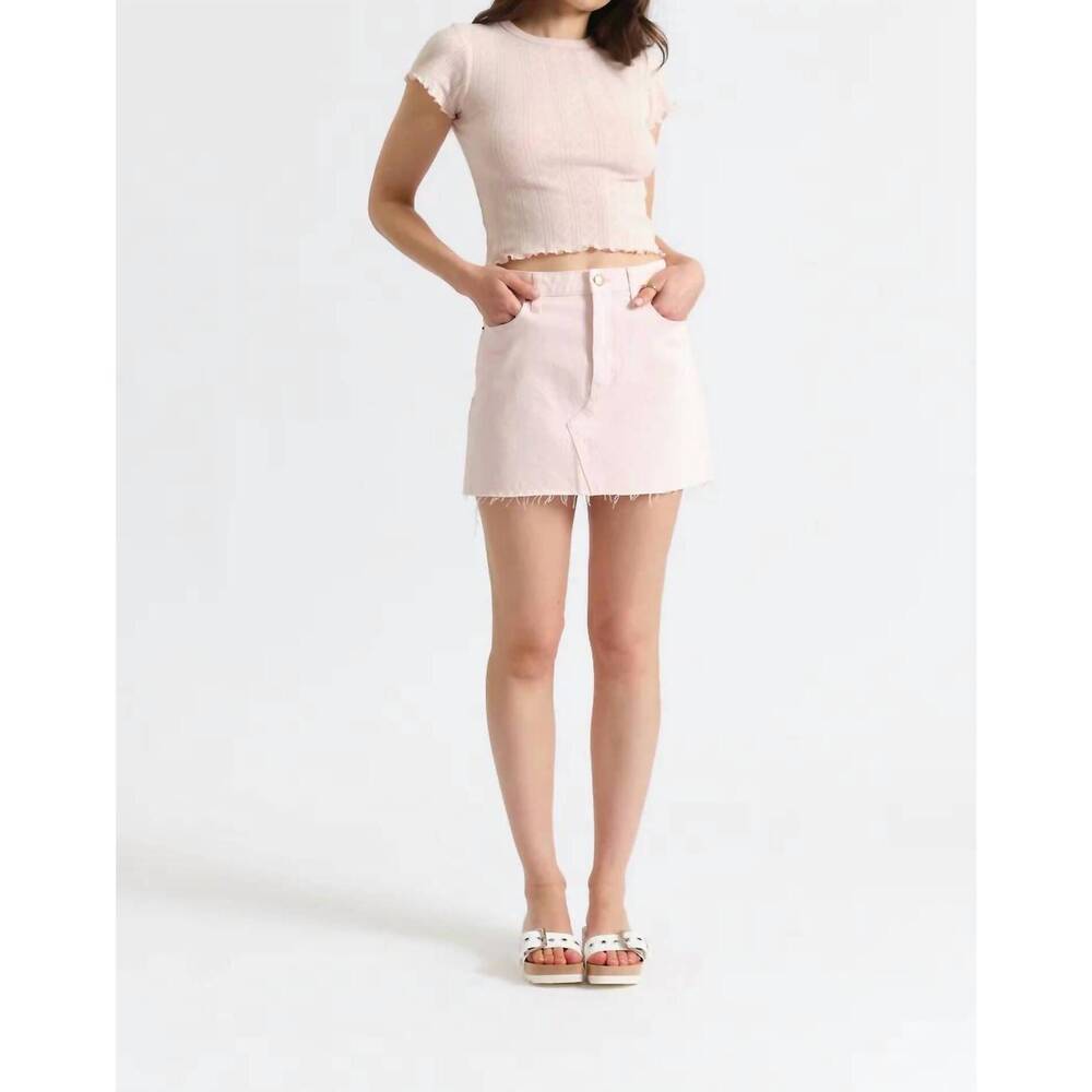 NEW DAZE malibu mini mid waist mini skirt in think pink